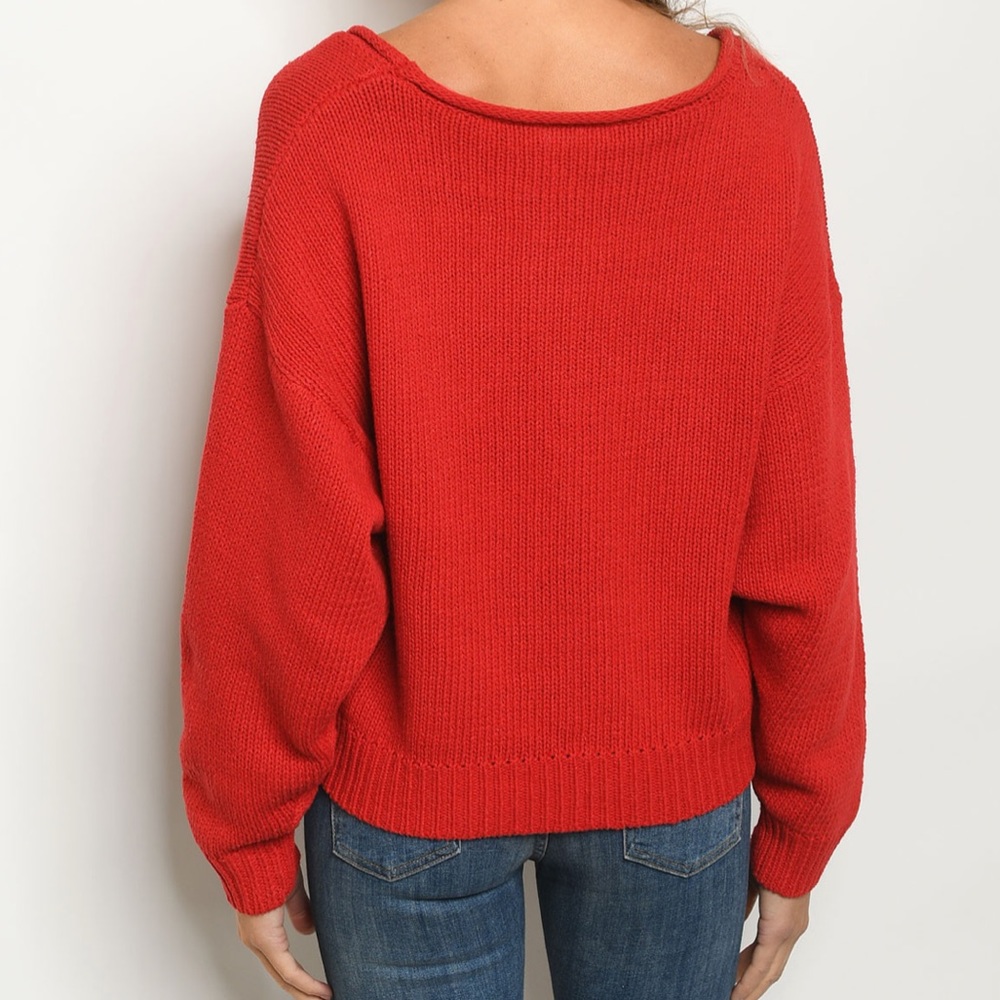 NWT Bold Timeless Red Cozy Long Sleeve Sweater - Picture 2 of 6